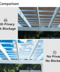 Comparison of pergola with and without 8x50 Sun Shade Fabric Roll UV Blocking Shade Cloth For Outdoor Patio Backyard Garden.