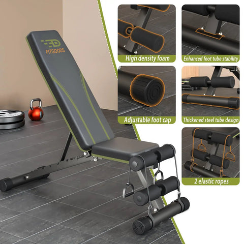 Adjustable Weight Bench For Home Gym Foldable 700 LBS Capacity With 9 Backrest Angles Incline Decline Flat Positions Fast Adjustment