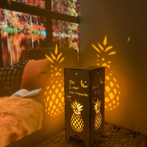 Cozy 13.5 Inch Pineapple Lantern Wooden Farmhouse Decor With Pineapple Motif Casting Warm Light Indoors.
