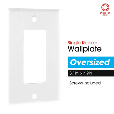 Single Rocker Wall Plate Cover 1 Gang White With Screws Included, Easy DIY Light Switch Upgrade, Standard 3.1 x 4.9 Inch Cover
