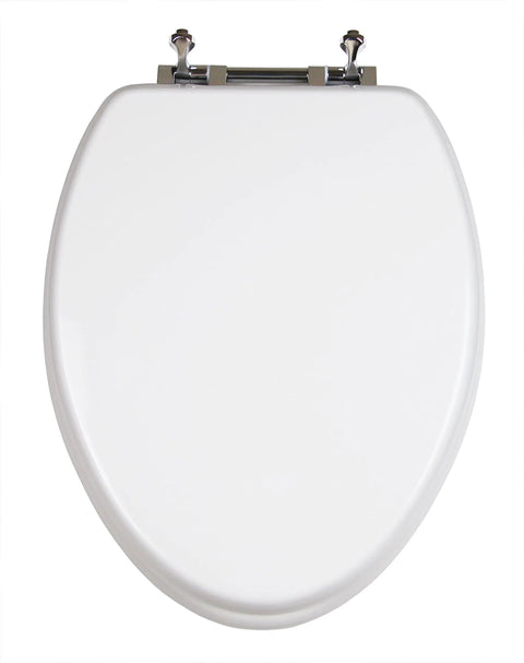 Elongated Toilet Seat For Adults And Kids With Chromed Metal Hinges White Kid Friendly Safe Toddler Ring That Never Pulls Off Bumpers