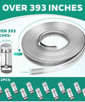 Beefy Heavy Duty 304 Stainless Steel Hose Clamp Band Kit Cut To Fit DIY Length 32.81 Ft With 12 Fasteners
