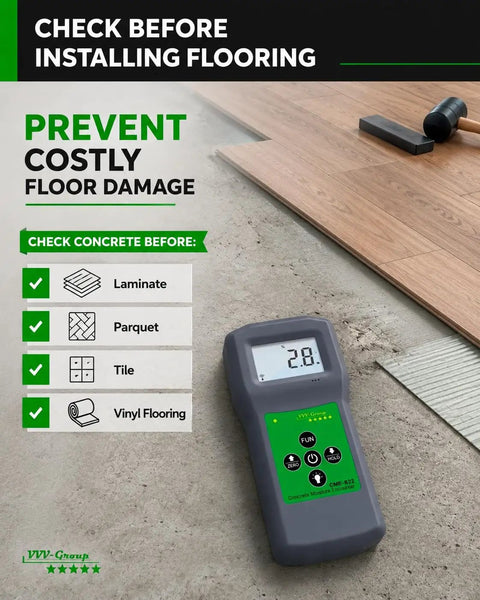 Non Destructive Digital Moisture Meter For Concrete Floors And Walls Surface Moisture Tester CME 822 Pro Grade Fast Reads Before Flooring Coating Or Tiling On Slabs And Screed on concrete with laminate flooring