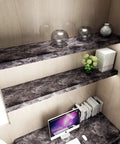 Marble Peel And Stick Countertop Paper Waterproof Self Adhesive Kitchen Countertop Cover 30 By 200 Inches Glossy Brown Black on shelves