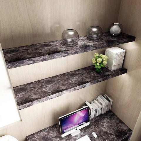Marble Peel And Stick Countertop Paper Waterproof Self Adhesive Kitchen Countertop Cover 30 By 200 Inches Glossy Brown Black on shelves