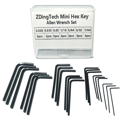 Mini Hex Key Set 21-Piece Imperial L Shape Allen Wrench Kit For Precision Fasteners with labeled box packaging