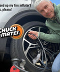 Person using Pro Grade Quick Connect Tire Inflator Chuck Accessory Open Type Universal Valve Fit for fast inflation.