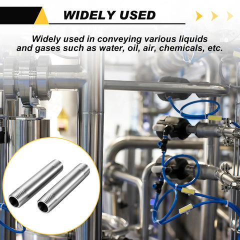 Four Inch Long 304 Stainless Steel Pipe Nipples Half Inch NPT To Half Inch NPT Male Threaded Four Pack for oil, air, and fuel lines