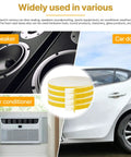Top Tier Closed Cell Weather Stripping Foam Tape Four Rolls White Door Window Gasket Seal Self Adhesive Draft Blocker shown in various uses.