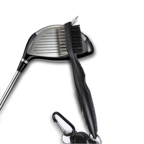 Two Black Microfiber Waffle Golf Towels With Retractable Club Brush Pro Grade Clean Up For Dirt Mud Sand Grass Must Have Golf Gear