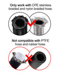6AN Straight Swivel Hose End Fitting for CPE Braided Hose Black 8 Pack Aluminum 6061-T6 7/8-14 UNF Thread Fits Stainless and Nylon Braids High Flow Performance on CPE hose