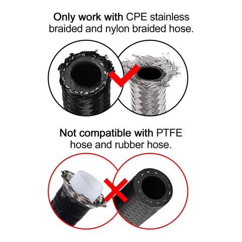 6AN Straight Swivel Hose End Fitting for CPE Braided Hose Black 8 Pack Aluminum 6061-T6 7/8-14 UNF Thread Fits Stainless and Nylon Braids High Flow Performance on CPE hose