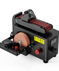 Heavy Hitter 200W Mini Belt and Disc Sander Produces 8500RPM for Wood Metal Plastic with 380X30mm belts and 75mm wheels.