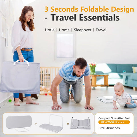 Travel Friendly Toddler Bed Rail Guard For Crib To King Size Beds Portable Baby Side Rail Safe Sleep demonstration