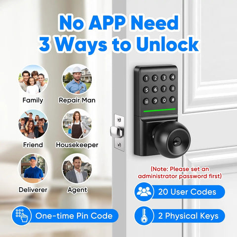 Game Changer Keyless Entry Deadbolt Door Lock with Sleek Knobs Supports Password and Physical Key Unlocks Zero App Required with keypad.