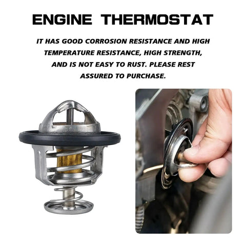 Heavy Duty Coolant Thermostat With Integrated Seal Gasket For Honda Civic Crv Odyssey Crz Insight Engine Cooling displayed with a hand installation.