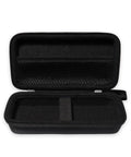 All In One Laser Distance Case For 400ft Blaze Series Keeps GLM400CL And GLM165-40 Safe With Charger Cord, Cables, And Small Accessories In A Semi Hard Zippered Carrying Case. Black semi-hard zippered case open with molded interior and mesh pocket.