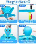 Installation steps for Octopus Battery Powered Water Table Pump For Backyard Outdoor Sand And Water Table Play, steps 1-4.