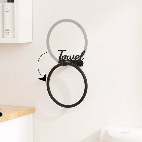 Rustproof Black Stainless Steel Towel Ring For Bathroom Wall Mounted Easy Install Modern Minimalist Design