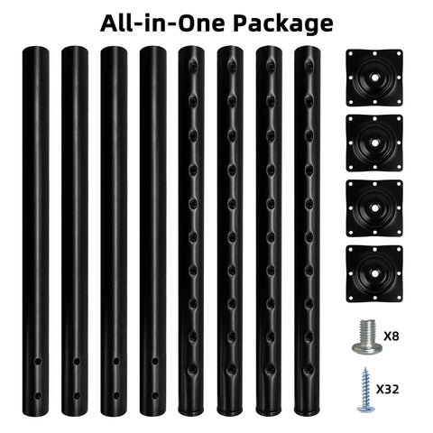 Adjustable Metal Table Leg Set 24 To 40 Inches Black Finish For Home Office DIY Desks And Workbenches 4 Pack Components