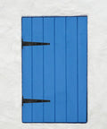Blue door with Beefy Heavy Duty T Shape Iron Door Hinges With Easy Adjustments And High Load Capacity 12 Inch Black Slotted Ball Bearing Hinges