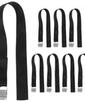 Black adjustable straps for Garden Aerator Shoes With Adjustable Straps And Non Slip Spikes For Lawn Aeration And Yard Soil Health.