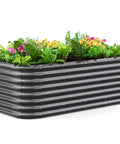 Oval Galvanized Raised Garden Bed Kit With Strengthened Crossbar For Tall Metal Planter Box To Grow Veggies In Outdoor Backyard 6 By 3 By 2 Feet Dark Gray Safe No Sharp Corners Heavy Duty And Easy To Set Up.