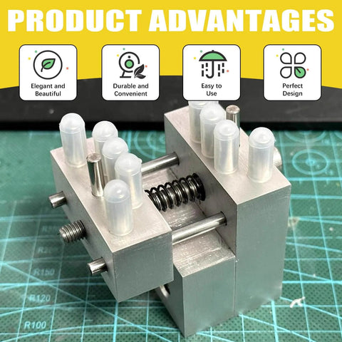 Stainless Steel Dowel Pin Kit 110 Piece 22 Sizes M2 M3 M4 M5 Assortment displayed on a green cutting mat with product highlights.