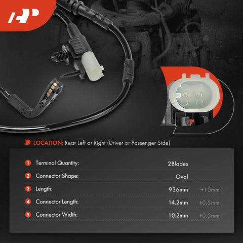 A-Premium rear brake pad wear sensor with wiring harness and oval white connector for Jaguar XE/XF (2017-2019)