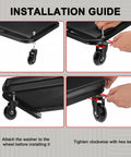 Installation guide for 6 Pack 2.5 Inch Heavy Duty Swivel Caster Wheels For Creepers And Service Carts, showing attachment and tightening steps.