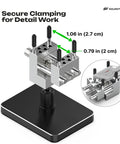 Totally Portable Nifty Mini Table Vise With Quick Swap Clamp, Super Compact Bench Vice for secure clamping of detail work.