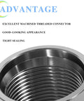 Close-up of Five Pack 1-1/4 Inch Female Well Point Drive Couplings For Hand Pump Systems with threaded detail and advantages.
