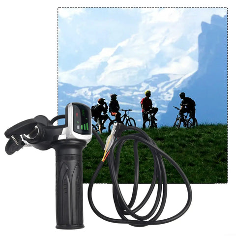 Ride-Ready E Bike Throttle With LED Display For 36V And 48V Systems, Electric Scooter Accelerator Grip With One-Button Start, Durable ABS Rubber Build, 160cm Cable, Compatible With Bicycle Tricycle black handlebar throttle with cable