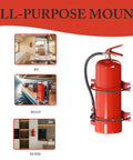 Durable Fire Extinguisher Mount Bracket For 2.5 And 5 Lb Extinguishers, Universal Fit, Heavy Duty And No Fuss Install, shown in RV, boat, home.