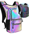 Glow In The Dark Hydration Pack With 3L Water Bladder, Lightweight Insulated Backpack for raves, reflective laser design
