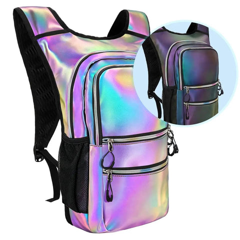 Glow In The Dark Hydration Pack With 3L Water Bladder, Lightweight Insulated Backpack for raves, reflective laser design