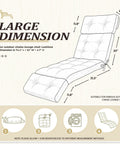 Illustration of Ultra Comfy All Weather Outdoor Chaise Lounge Cushion Waterproof 74.4 Inch Long by 22 Inch Wide by 4.7 Inch Thick With Ties