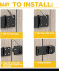 Installation steps for Badass Password Combo Rotary Hasp Locks 2 Pack Heavy Duty Black Numeric Security Slide Latch.