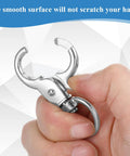 SHENLIU trigger snap hook, silver metal 2.32 x 0.82 inches with a 360-degree swivel ring, held in hand