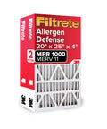 Two Pack MERV 11 Air Filter 19.88 X 24.63 X 4.31 In For Home HVAC Systems MPR 1000 Micro Allergen Defense Pleated Electrostatic Design