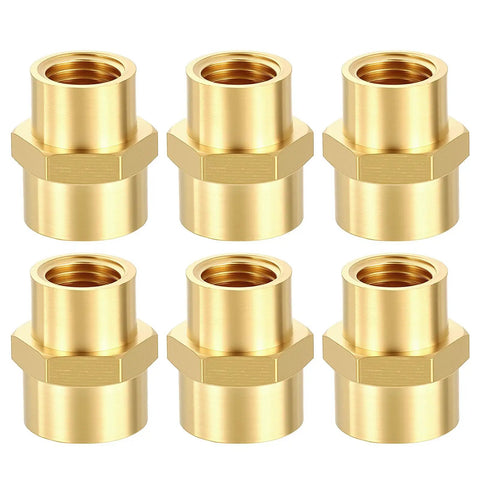 6 brass pipe fittings from 12 Pack Brass Pipe Fittings 3/8 In Female NPT To 1/4 In Female NPT Brass Couplings Hex Head Adapters