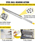 Diagram showing Heavy Duty 30 Inch Drawer Slides With Locking Mechanism, side mount ball bearing, for tool chests and cabinets.