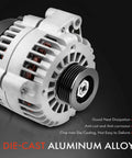 Drop In Replacement 12V 105A Alternator For GM Trucks And SUVs Direct Fit With 6 Groove Pulley And 4 Pins, aluminum die-cast