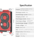 Smart BMS Monitor For 12V Lithium Cells Packed With 100 Amp Rating And Native Wifi Bluetooth Sync With Can Rs485, detailed specs image.