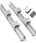SBR25 Linear Rail Two Pack 600mm Fully Supported Slide Guide with aluminum bearing blocks and mounting accessories.