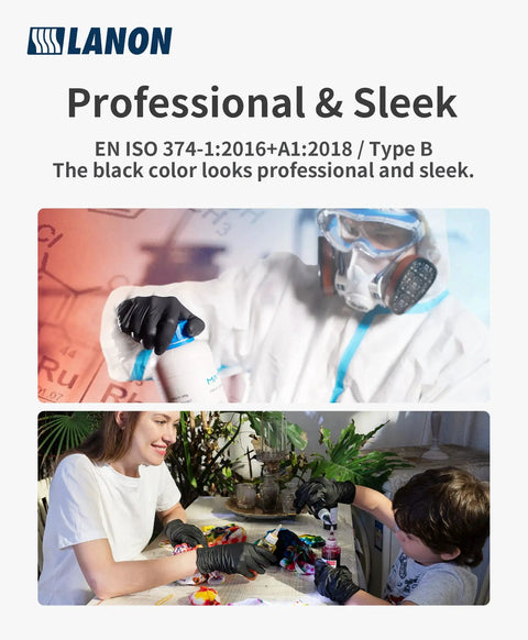 Black Nitrile Disposable Gloves 6 Mil Heavy Duty With Grippy Textured Fingertips, Powder Free in lab and home use settings