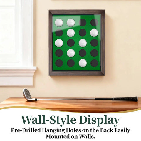 Show Off Your Golf Ball Collection In This 20 Ball Display Case Frame Shadow Box For Wall Or Tabletop, Premium Wood With Crystal Clear Acrylic, 10.3 By 12.2 Inch, Perfect Gift For Golf Lovers hanging on wall