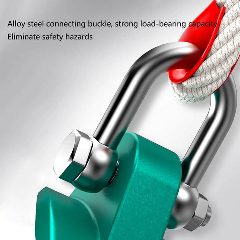 Rock Solid Safety Fall Protection Kit With alloy steel buckle detail, showing strong load-bearing capacity.