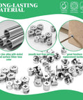 Heavy Duty Furniture Cam Lock Assortment Box With 125 Pieces showing zinc alloy cam locks, bolts, and nuts for furniture assembly.