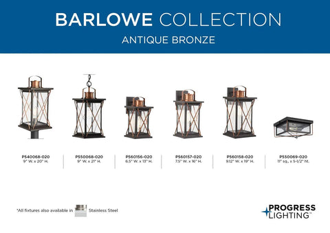 Barlowe Collection 1-Light Outdoor Post Lantern In Clear Seeded Glass With Antique Bronze Finish, Farmhouse Porch Lighting lineup